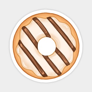 White Donut and Chocolate Stripes Magnet