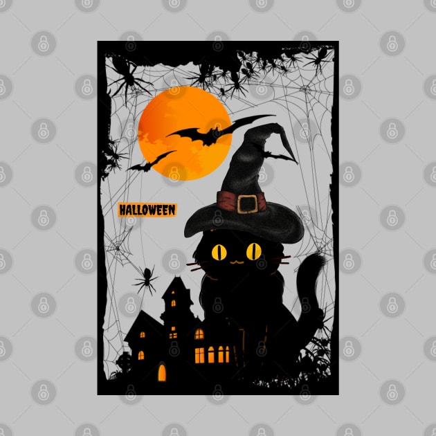 Cute Halloween Black Cat by DMS DESIGN