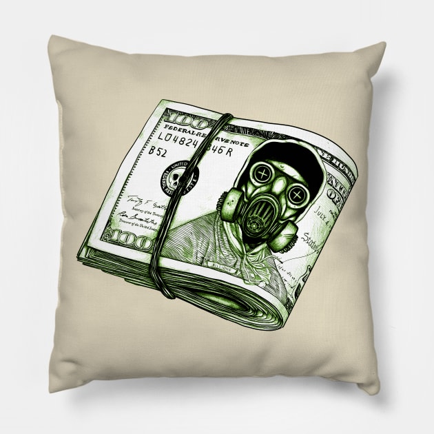 Gas Mask Dollar Pillow by fakeface