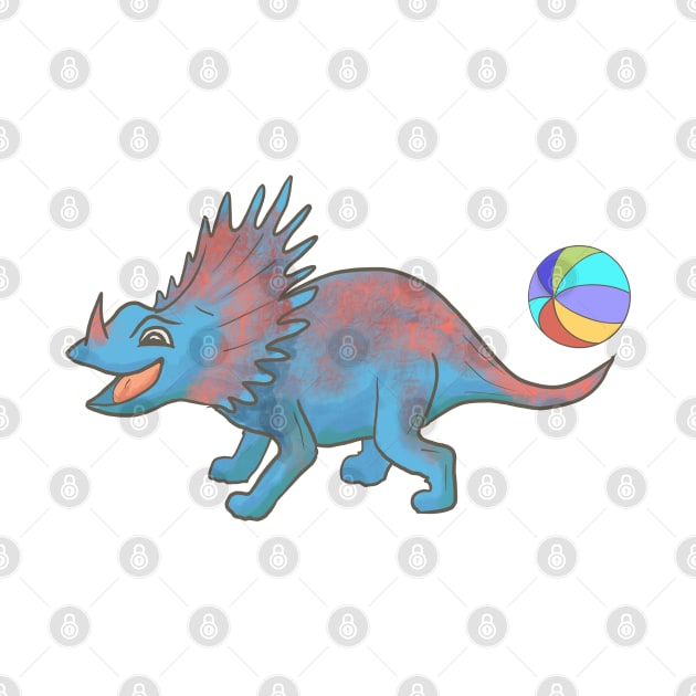 Blue Dinosaur Playing with a Beach Ball by andreeadumez