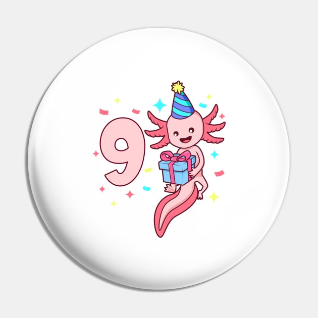 I am 9 with axolotl - girl birthday 9 years old Pin by Modern Medieval Design