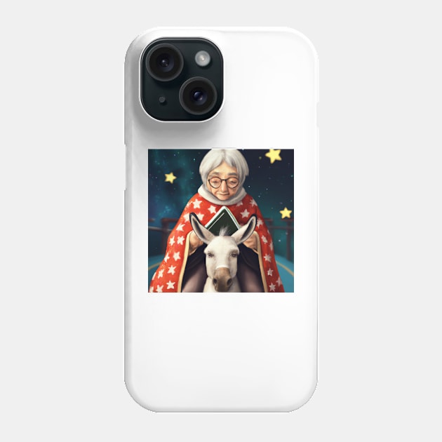 Old Lady on a Donkey with Stars Phone Case by JohnCorney