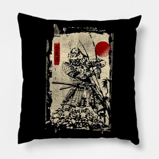 Vintage Samurai Fighter Bushido Code Japanese Manga Pillow