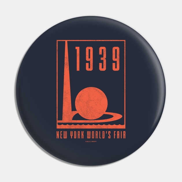 1939-40 World's Fair, New York - '1939' Trylon and Perisphere - Orange Pin by deadmansupplyco