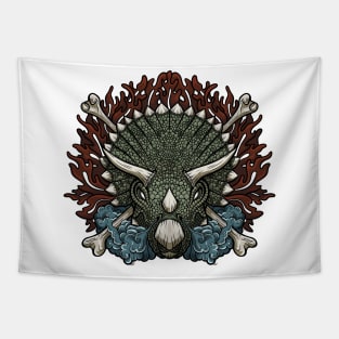 Illustration of furious triceratops Tapestry