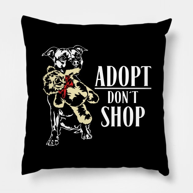 Funny Cute Pitbull dog portrait Adopt dont shop Pillow by wilsigns