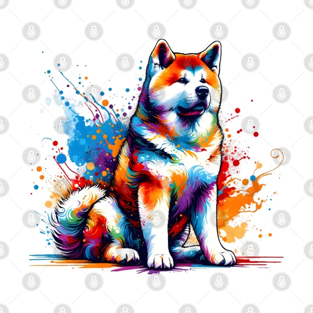 Colorful Japanese Akitainu in Abstract Splash Art by ArtRUs