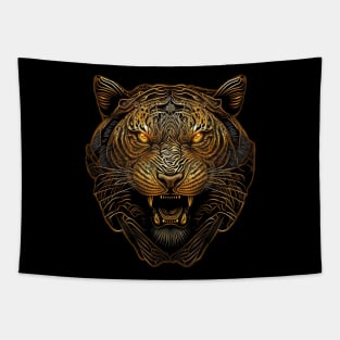 Growling Golden Tiger Tapestry