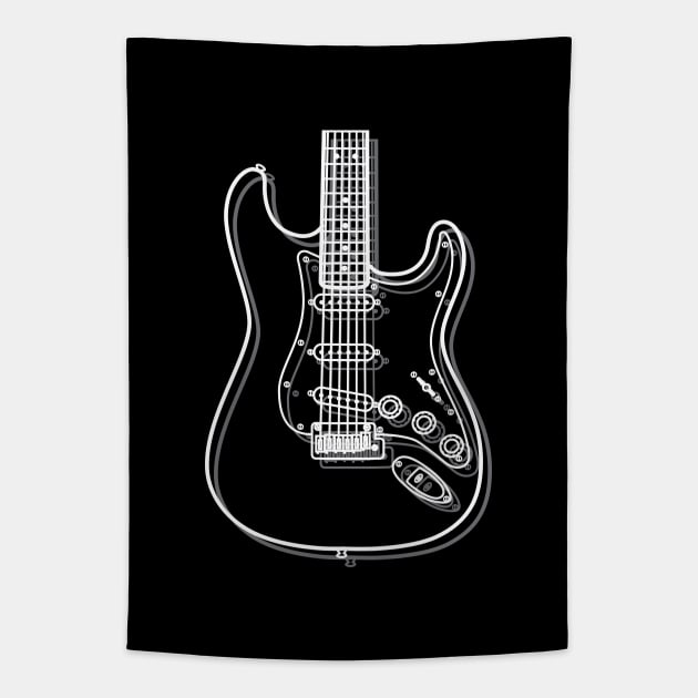 S-Style Electric Guitar Body Outline Dark Theme Tapestry by nightsworthy