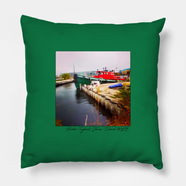 Jones Island Tugboat • Milwaukee, WI Pillow by The MKE Rhine Maiden