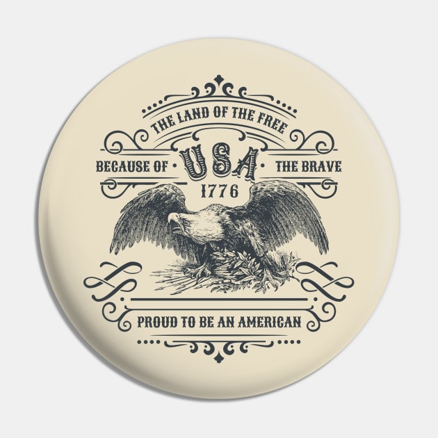 America 1776 Land Of The Free Pin by Designkix