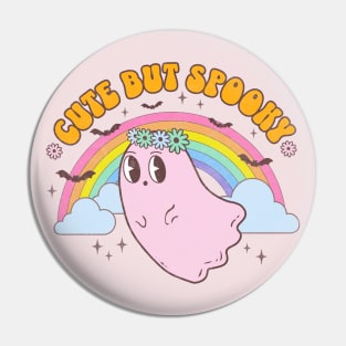 Retro Pink Kawaii Halloween Ghost Cute but Spooky Preppy Pin