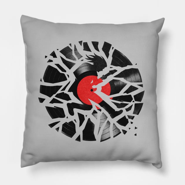 Rock Vinyl Record Smash Hit Pun Pillow by Gammaray