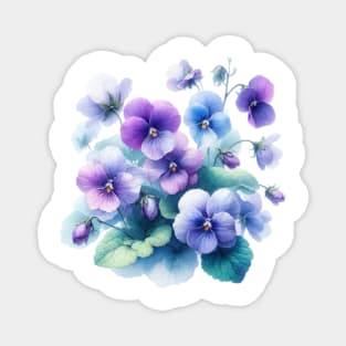 Watercolor Violets Purple Pansy Watercolor Painting Magnet