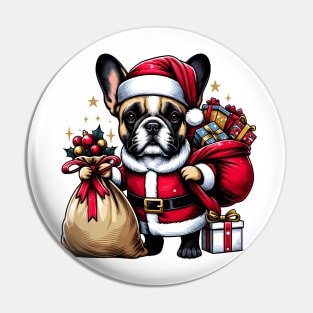 French Bulldog Santa Claus Christmas Pin