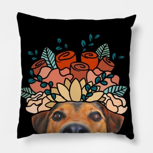 Peeking Cute Dog Photo Collage Pillow