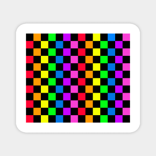 Colorful Checkered Square Pattern Magnet