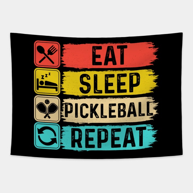 Eat Sleep Pickleball Repeat Funny Pickleball Lover Tapestry by Rosemat