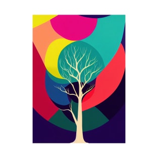 Vibrant Colored Whimsical Minimalist Lonely Tree - Abstract Minimalist Bright Colorful Nature Poster Art of a Leafless Branches T-Shirt