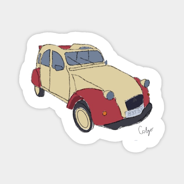 Citron 2CV digital painting Magnet by Colzo Art