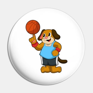 Dog as Basketball player with Basketball Pin