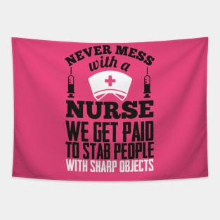 Never mess with a nurse (white) Tapestry