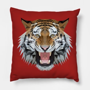 Roaring Tiger Low Poly Art Pillow