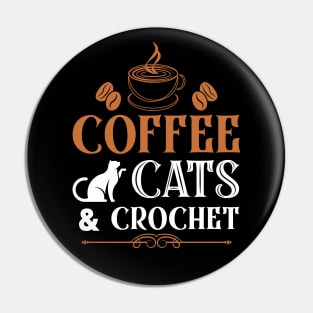 Coffee Cats and Crochet T-Shirt Pin