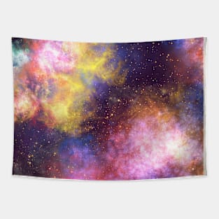 Yellow Pink Celestial Space Nebulas & Stars Aesthetic Style Tapestry