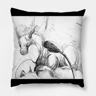 Ink drawing of a dragon - fantasy inspired designs Pillow