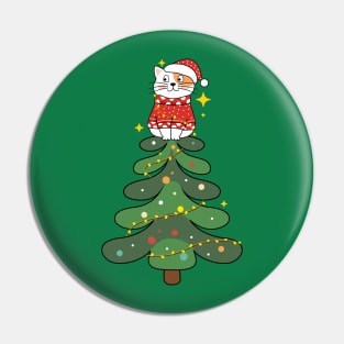 Cat Christmas Tree Pin