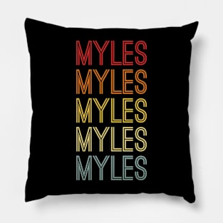 Myles Name Vintage Retro Pattern Pillow