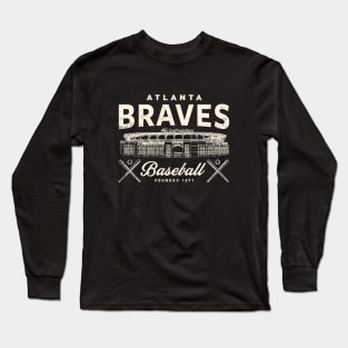 Men's Navy Atlanta Braves Aggressive Pursuit Long Sleeve T-Shirt