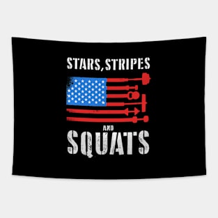 Stars, Stripes and Squats - American Workout Bodybuilder Powerlifter Weightlifter Gym Athlete Tapestry