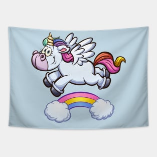 Unicorn flying over rainbow Tapestry