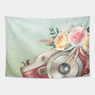 Vintage Camera Illustration Tapestry