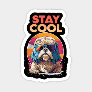 Cute Shih Tzu Stay Cool With Sunglasses Retro Hip Design Magnet