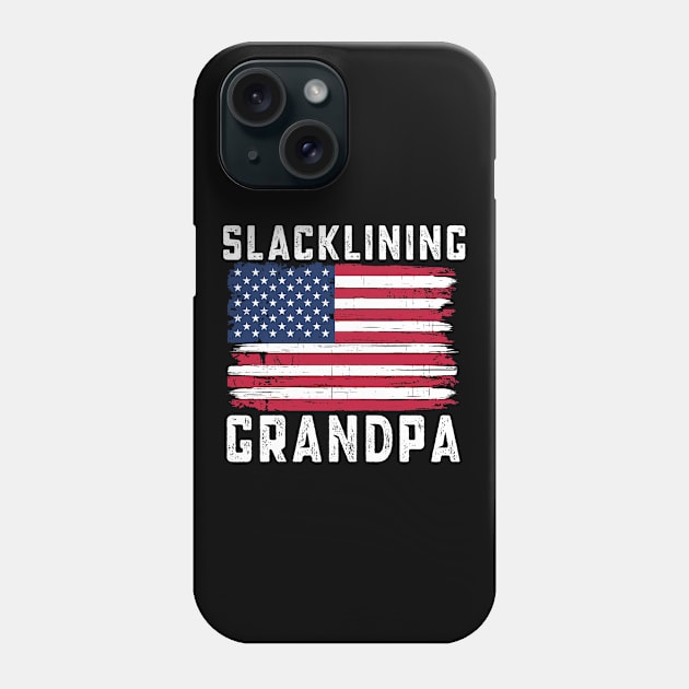 Slacklining Grandpa American Flag July 4th Phone Case by qwertydesigns