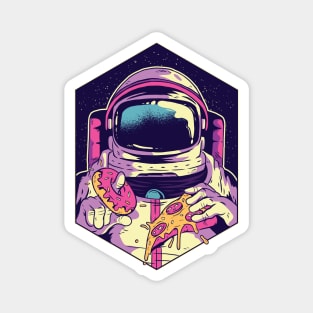 Astronaut with Pizza and Donut Magnet