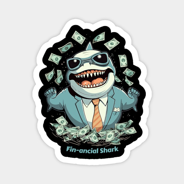 Fin-ancial Shark | Shark Fan Tee Magnet by Indigo Lake