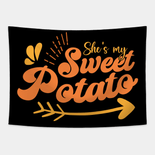 Thanksgiving Matching Couple She's My Sweet Potato I Yam Set Tapestry