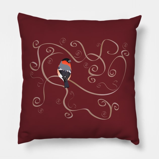 Bullfinch Undergrowth Pillow by AnthonyZed
