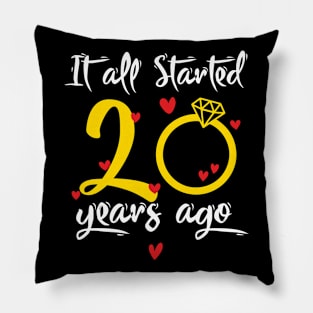 Wedding Anniversary 20 Years Together Golden Family Marriage Gift For Husband And Wife Pillow