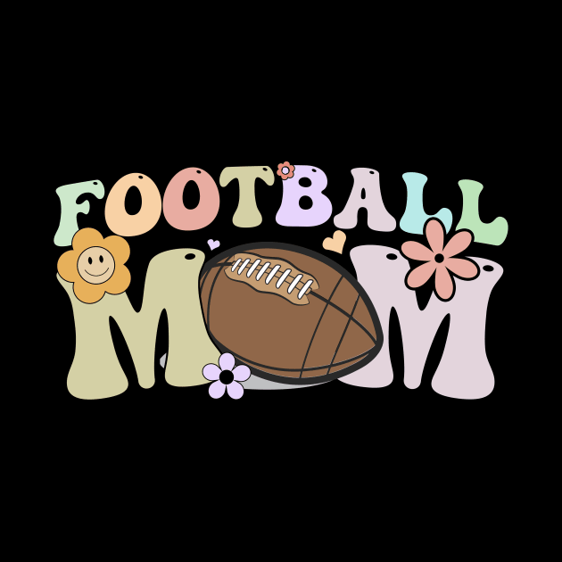 Football Mom Groovy by Quotes NK Tees