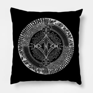 Moon Mandala at Midnight Pillow