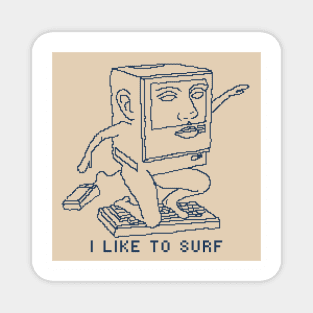 I Like To Surf - Cool 1bit Pixelart Magnet