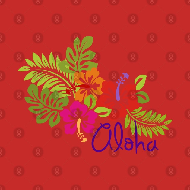 Tropical Aloha Hibiscus Blossoms Bouquet by EDDArt