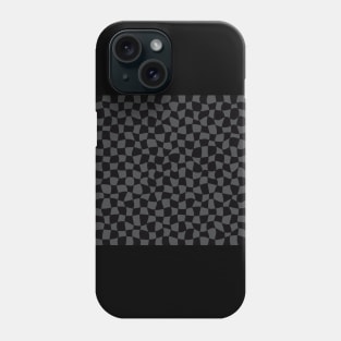 Warped Checkerboard, Black and Grey Phone Case