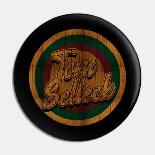 Circle Retro Tom Selleck Pin