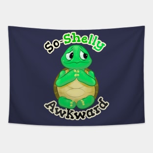 So-Shelly Awkward - Socially Awkard Cartoon Tortoise Illustration Tapestry